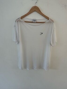 Gymshark Men’s White Short Sleeve Super Lightweight Sheer Performance TShirt, M